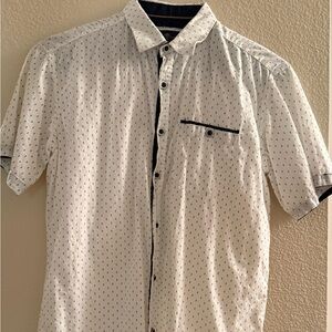 Men's White Patterned Short Sleeve Shirt